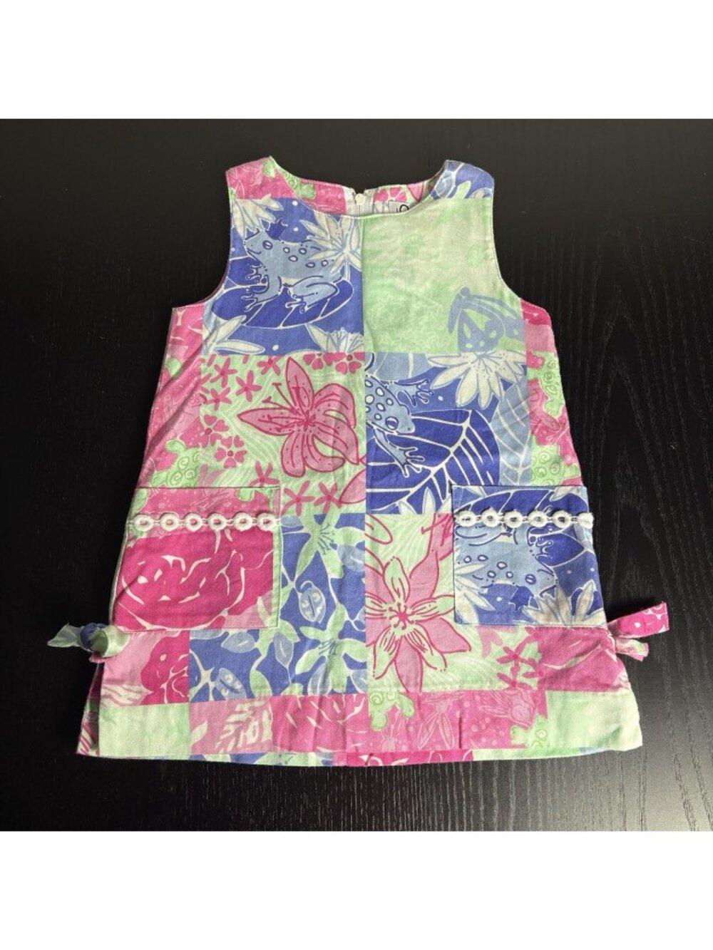 Vintage LILLY PULITZER Toddler Girl 2T Patchwork Print Sleeveless Shift Dress